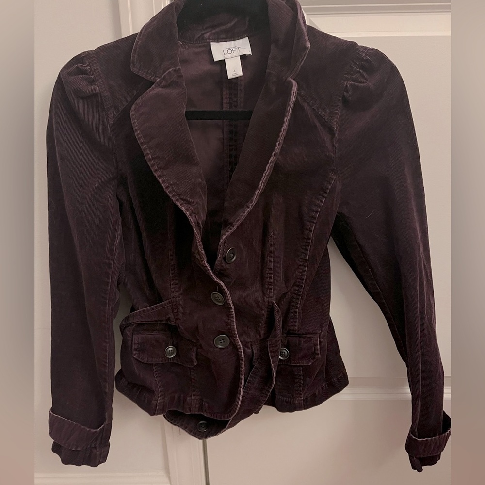 Ann Taylor Loft Purple Corduroy Jacket Size S/M